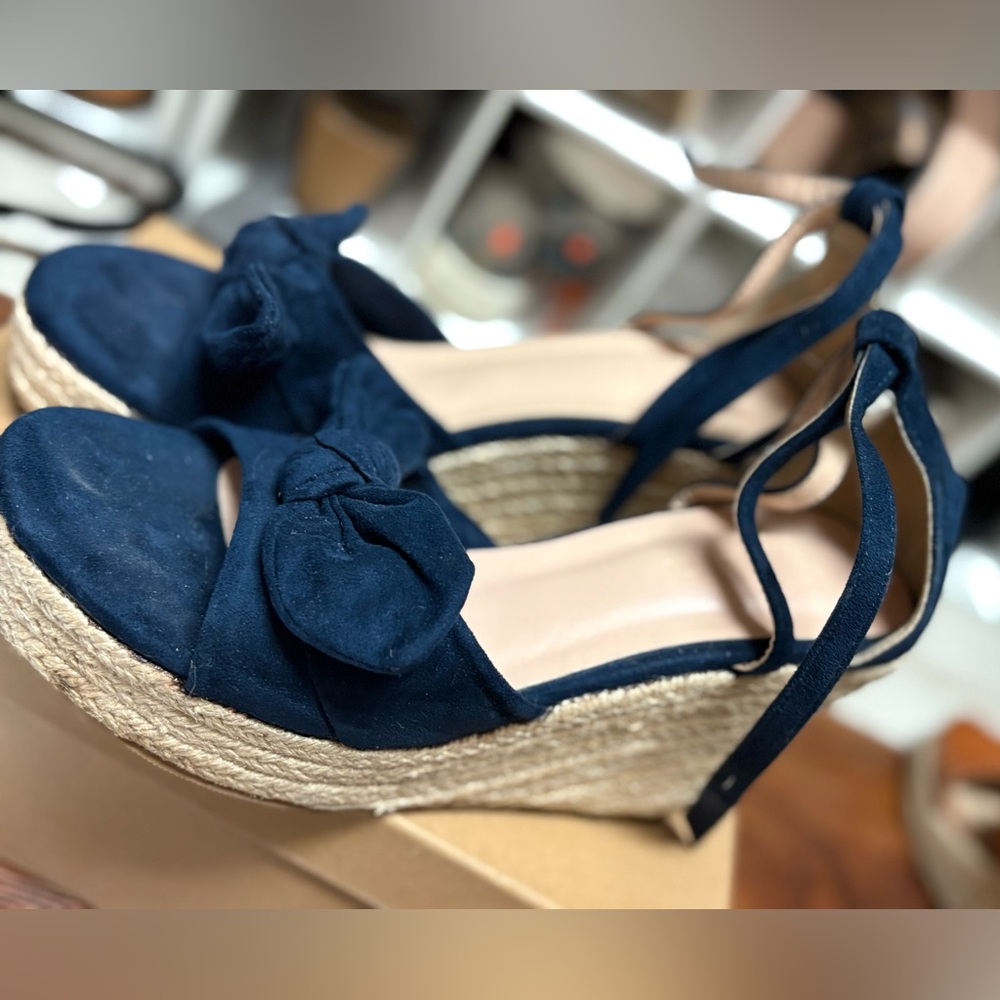 Elegant Navy Wedge Sandals